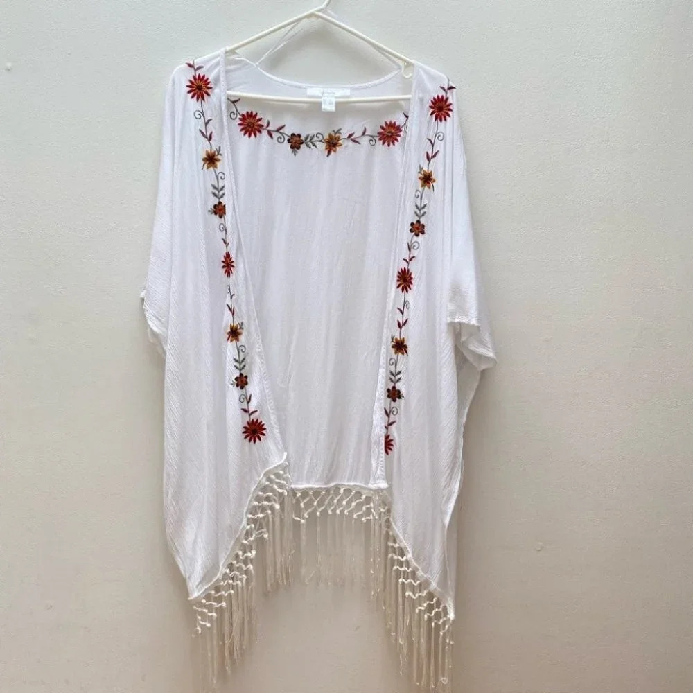 Streetwear Society - Embroidered Open Beach Coverup